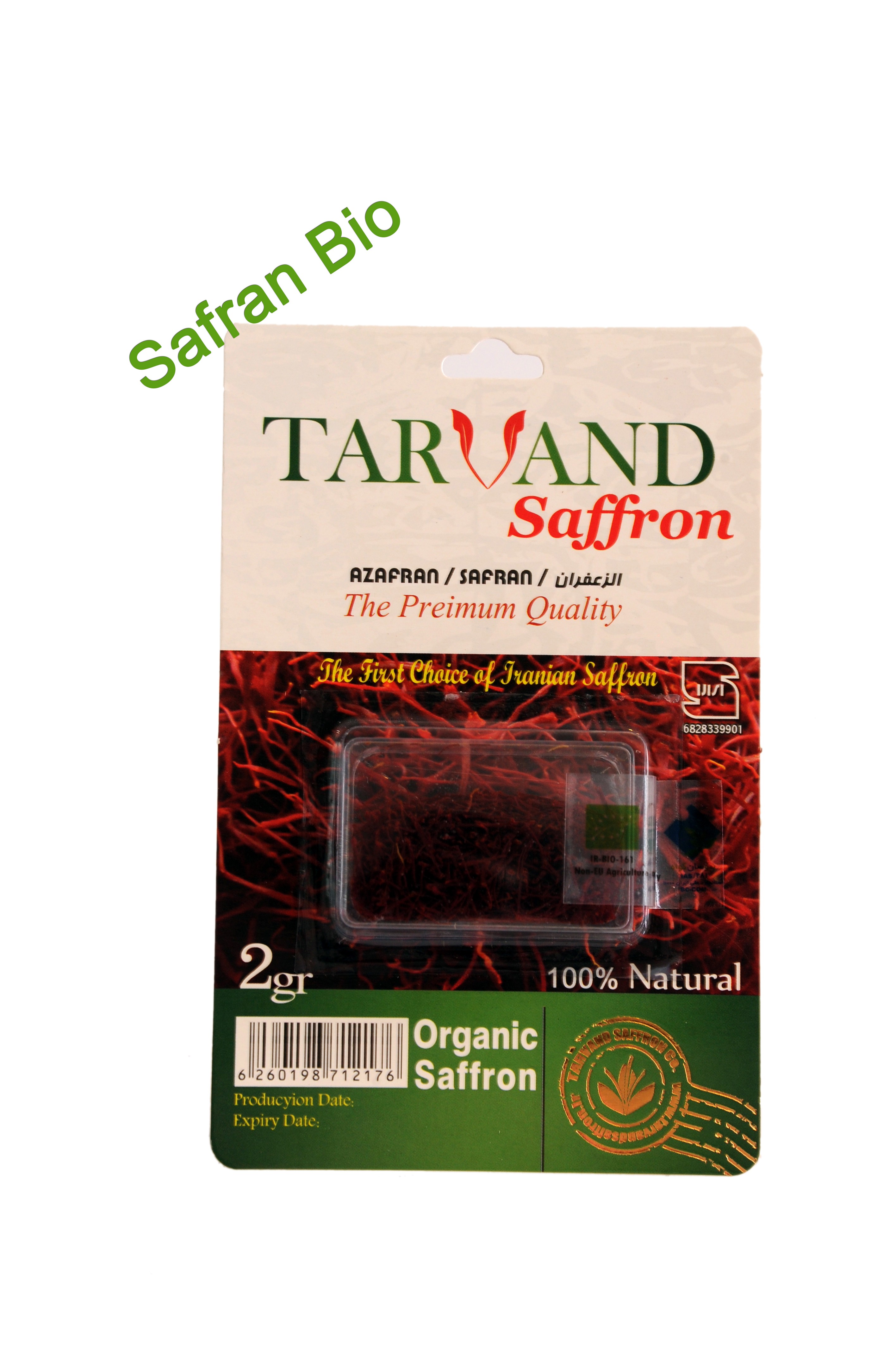 Safran BIO 2 gr par lot de 5